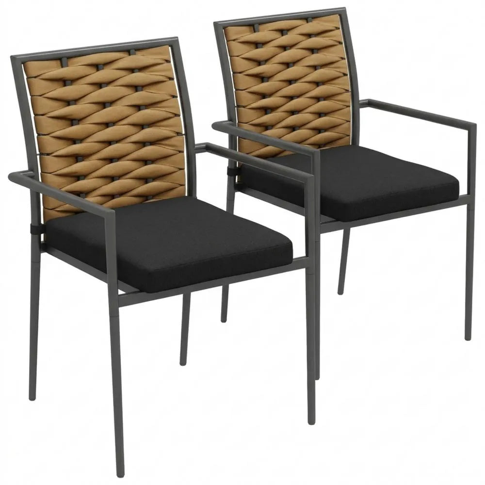 Moderner Rattan-Gartenstuhl mit Kissen, stapelbar für Terrasse und Balkon