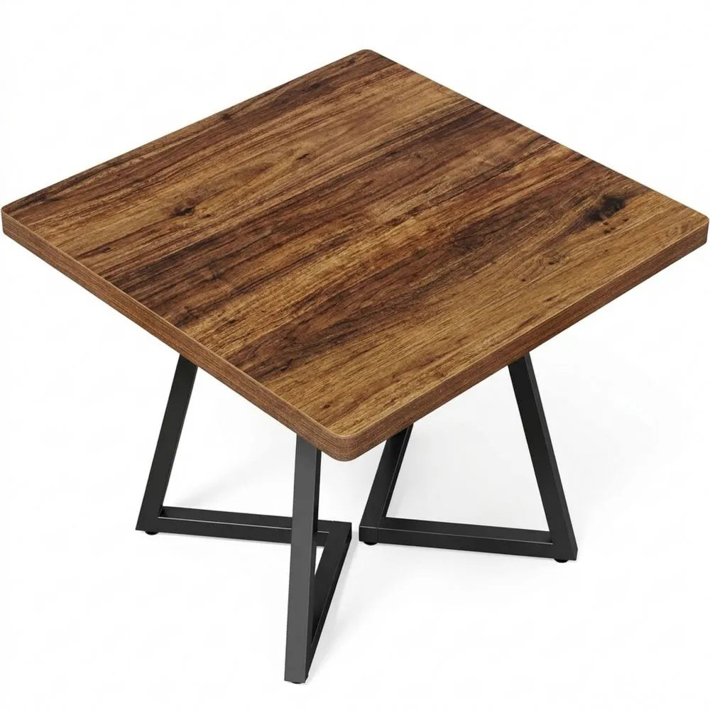 Quadratischer Esstisch für 4 Personen, rustikales Holzdesign mit Metallbeinen, ideal für kleine Räume und Cafés