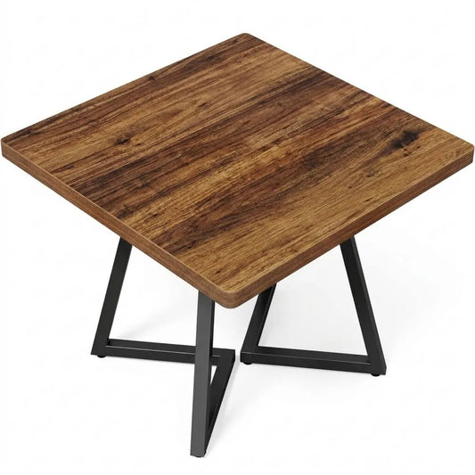 Quadratischer Esstisch für 4 Personen, rustikales Holzdesign mit Metallbeinen, ideal für kleine Räume und Cafés